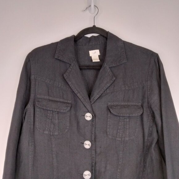 J. Jill 100% Linen Black Light Blazer Jacket Size S - Picture 6 of 12